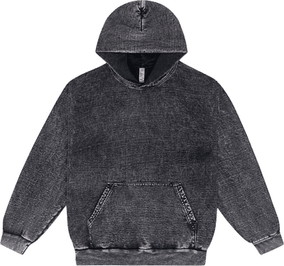 Am image of a Custom LA Apparel Heavy Fleece Hood PO 14oz MW in Carbon Black!