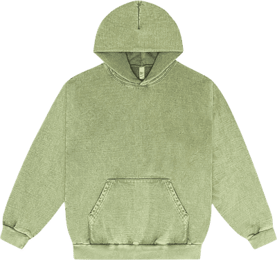 Am image of a Custom LA Apparel Heavy Fleece Hood PO 14oz MW in Matcha!