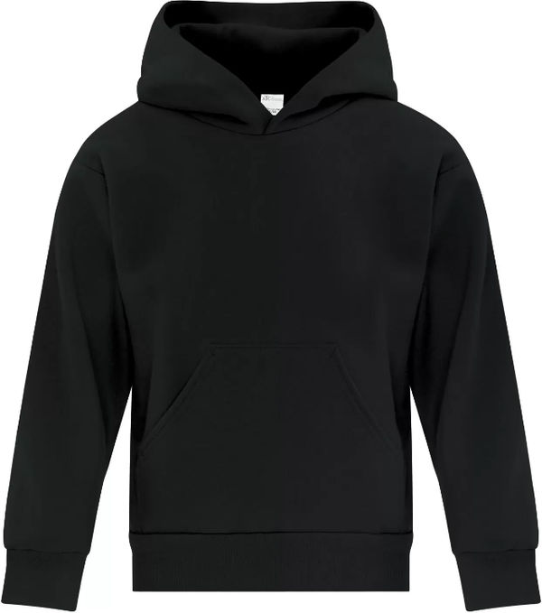 Am image of a Custom ATC Everyday Fleece Hooded Youth Sweatshirt in Black!