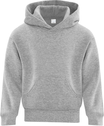 Am image of a Custom ATC Everyday Fleece Hooded Youth Sweatshirt in Athletic Heather!