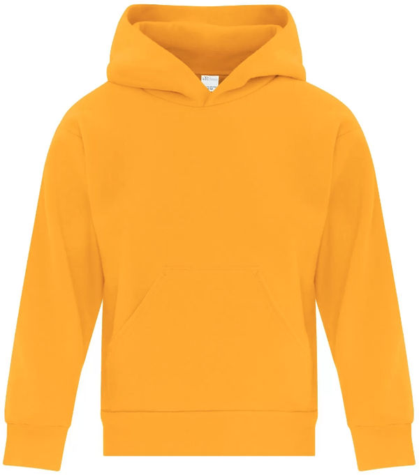 Am image of a Custom ATC Everyday Fleece Hooded Youth Sweatshirt in Gold!