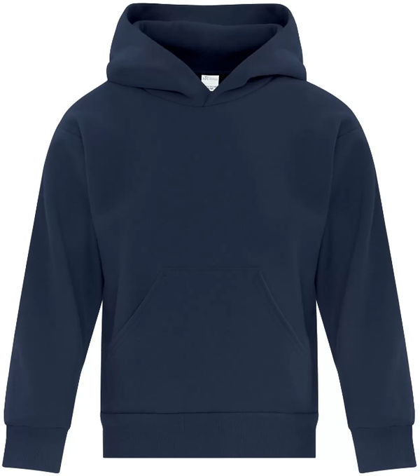Am image of a Custom ATC Everyday Fleece Hooded Youth Sweatshirt in Navy!