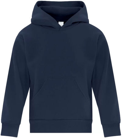 Am image of a Custom ATC Everyday Fleece Hooded Youth Sweatshirt in Navy!