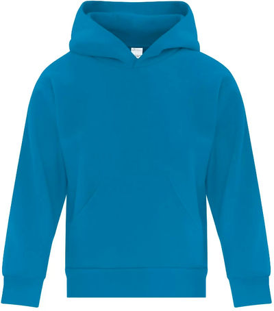 Am image of a Custom ATC Everyday Fleece Hooded Youth Sweatshirt in Sapphire!