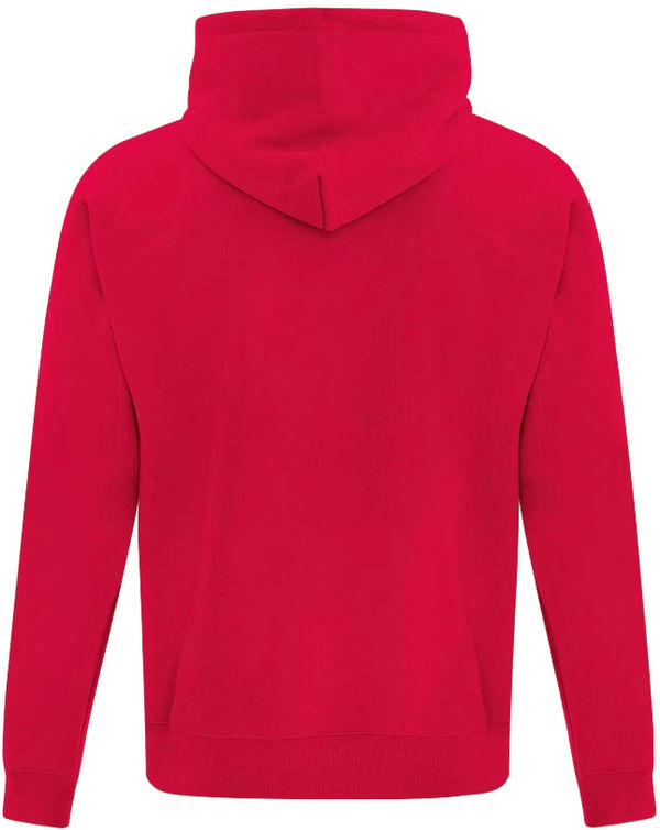 Am image of a Custom ATC Everyday Fleece Hooded Youth Sweatshirt in Red!