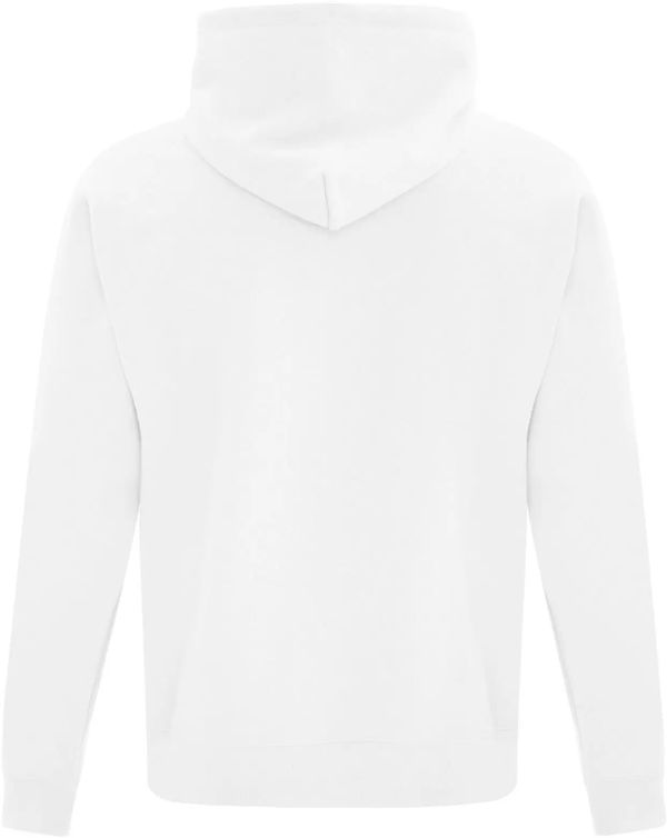 Am image of a Custom ATC Everyday Fleece Hooded Youth Sweatshirt in White!