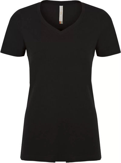 Am image of a Custom ATC Eurospun Ring Spun V Neck Ladies Tee in Black!