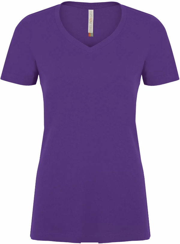 Am image of a Custom ATC Eurospun Ring Spun V Neck Ladies Tee in Purple!