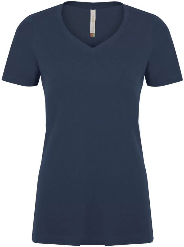 Am image of a Custom ATC Eurospun Ring Spun V Neck Ladies Tee in True Navy!