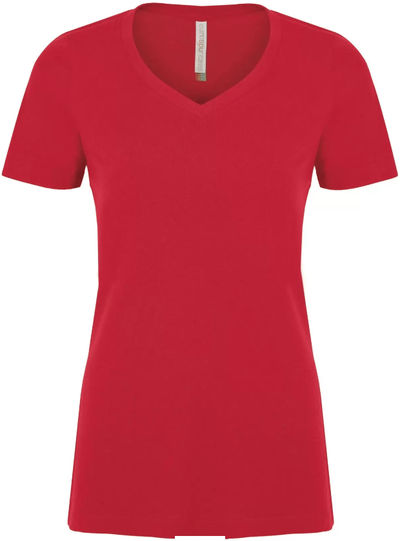 Am image of a Custom ATC Eurospun Ring Spun V Neck Ladies Tee in True Red!