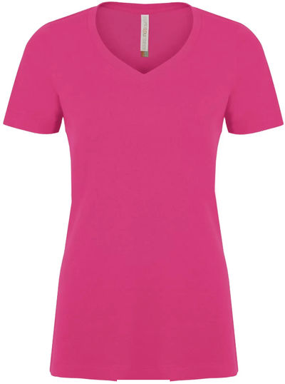 Am image of a Custom ATC Eurospun Ring Spun V Neck Ladies Tee in Wild Raspberry!