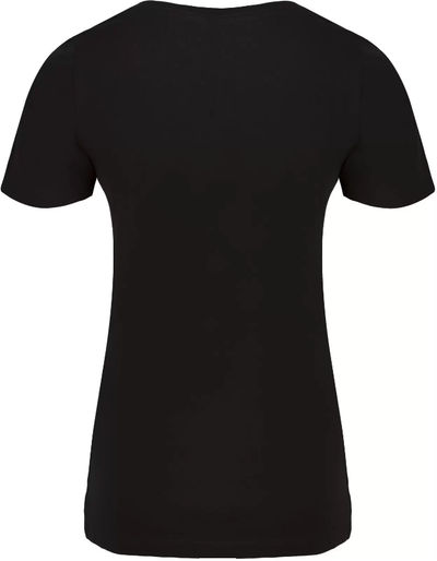 Am image of a Custom ATC Eurospun Ring Spun V Neck Ladies Tee in Black!