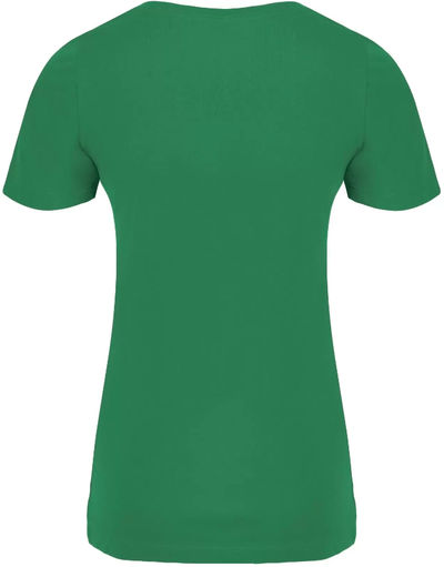 Am image of a Custom ATC Eurospun Ring Spun V Neck Ladies Tee in Kelly Green!