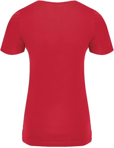 Am image of a Custom ATC Eurospun Ring Spun V Neck Ladies Tee in True Red!