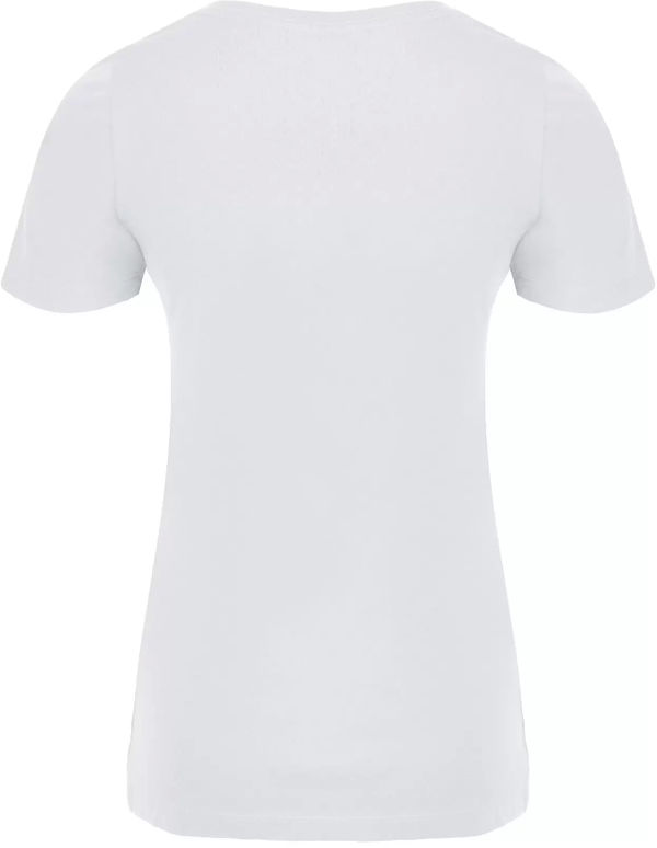Am image of a Custom ATC Eurospun Ring Spun V Neck Ladies Tee in White!