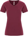 Am image of a Custom ATC Eurospun Ring Spun V Neck Ladies Tee in Heather Cardinal!