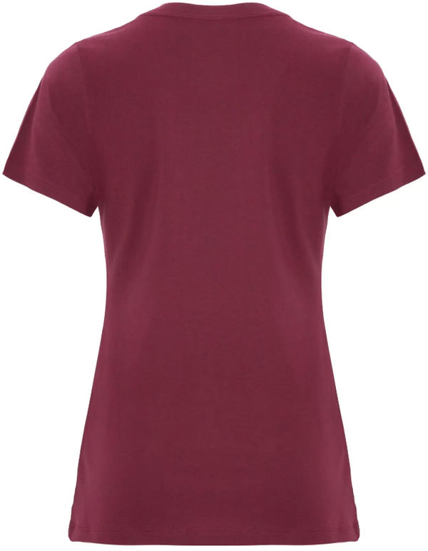 Am image of a Custom ATC Eurospun Ring Spun V Neck Ladies Tee in Heather Cardinal!