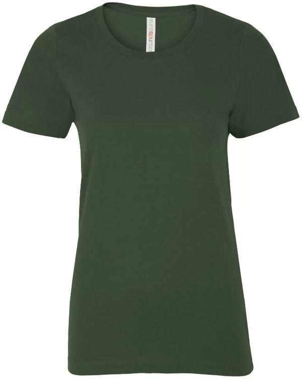 Am image of a Custom ATC Eurospun Ring Spun Ladies Tee in Forest Green!