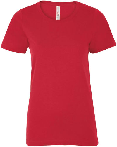 Am image of a Custom ATC Eurospun Ring Spun Ladies Tee in True Red!