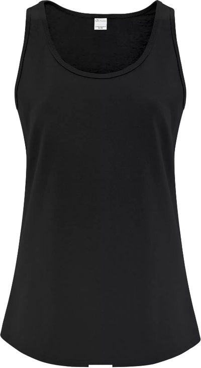 Am image of a Custom ATC Everyday Cotton Ladies Tank Top in Black!