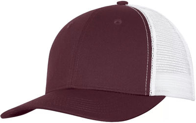 Am image of a Custom ATC Everyday Snapback Trucker Cap in Maroon/White!