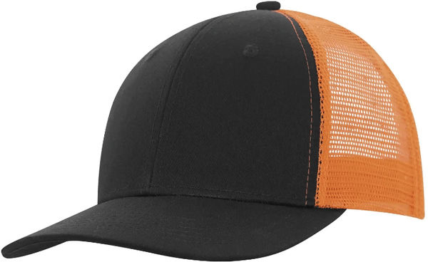 Am image of a Custom ATC Everyday Snapback Trucker Cap in Black/Orange!