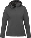Am image of a Custom Trimark Womens Lefroy Eco Softshell Jacket in Quarry!