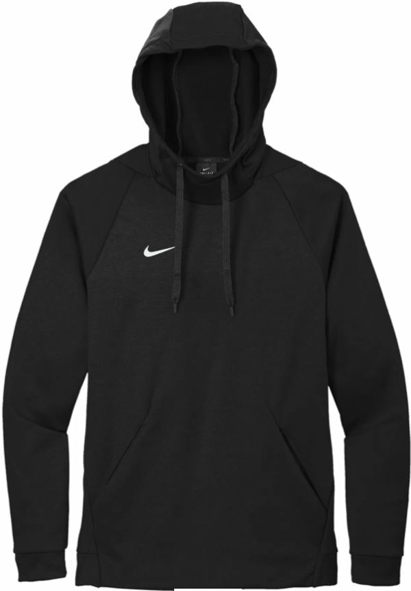 Am image of a Custom Nike ThermaFit Fleece Pullover Hoodie in Team Black!