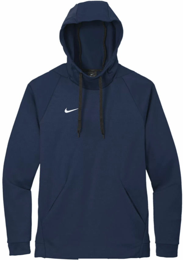 Am image of a Custom Nike ThermaFit Fleece Pullover Hoodie in Team Navy!