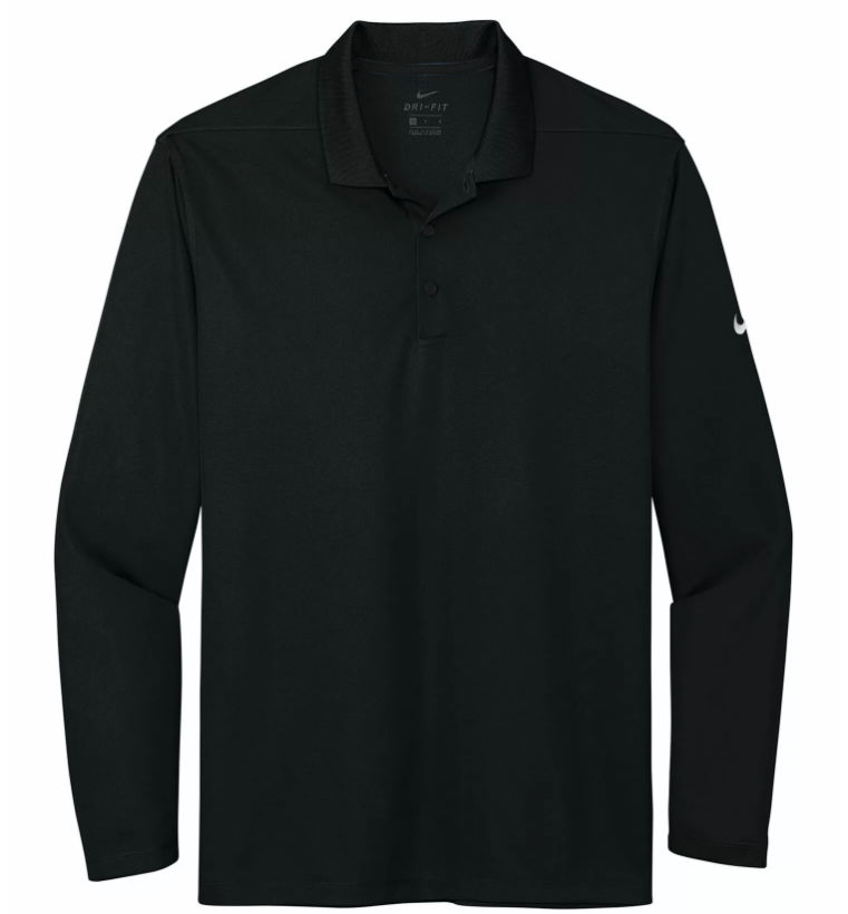 Nike Dri Fit Micro Pique Long Sleeve Polo in Black