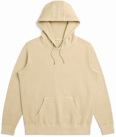 Am image of a Custom Original Favorites Organic Cotton French Terry Hooded Sweatshirt in Dune!