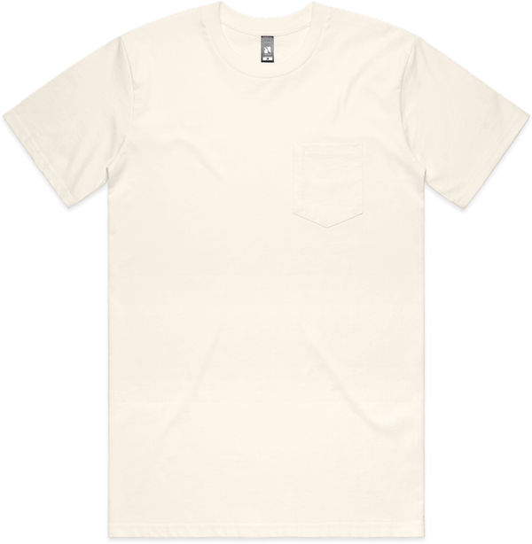 Am image of a Custom AS Colour Men's Classic Pocket Tee in Ecru!
