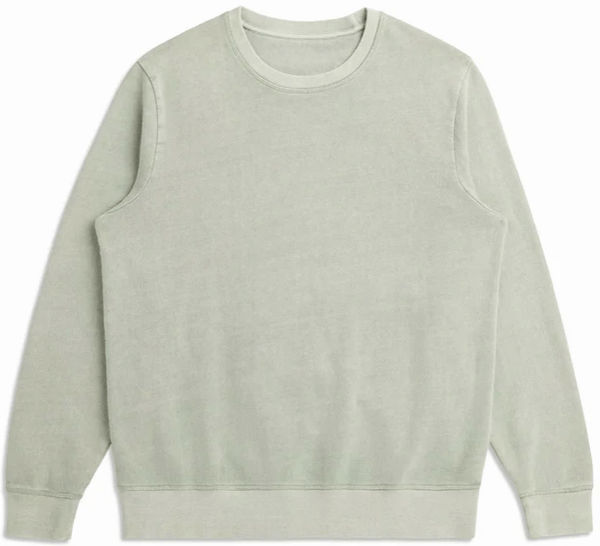 Am image of a Custom Original Favorites Organic Cotton French Terry Crewneck Sweatshirt in Sage!