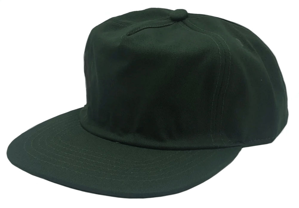 Nissi Washed Cotton 5 Panels Flat Bill Cap in Hunter Green