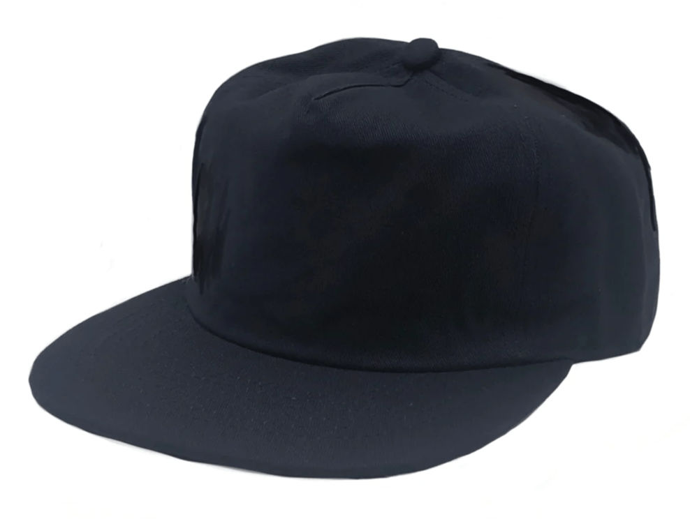 Nissi Washed Cotton 5 Panels Flat Bill Cap in Black