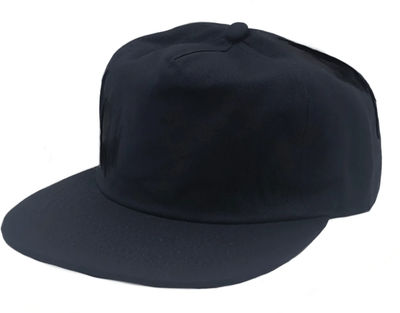 Am image of a Custom Nissi Washed Cotton 5 Panels Flat Bill Cap in Black!