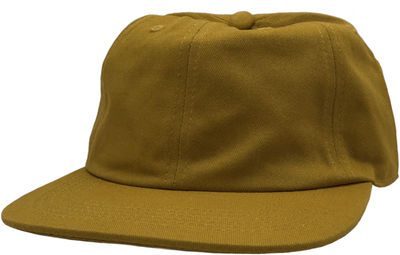 Am image of a Custom Nissi Washed Cotton 5 Panels Flat Bill Cap in Mustard!