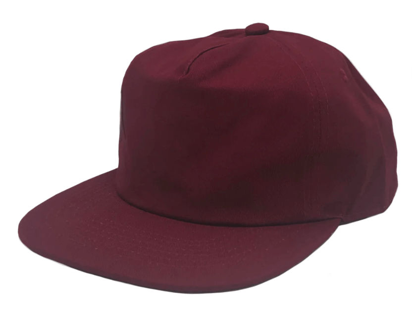Nissi Washed Cotton 5 Panels Flat Bill Cap in Burgundy