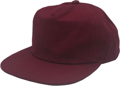 Am image of a Custom Nissi Washed Cotton 5 Panels Flat Bill Cap in Burgundy!