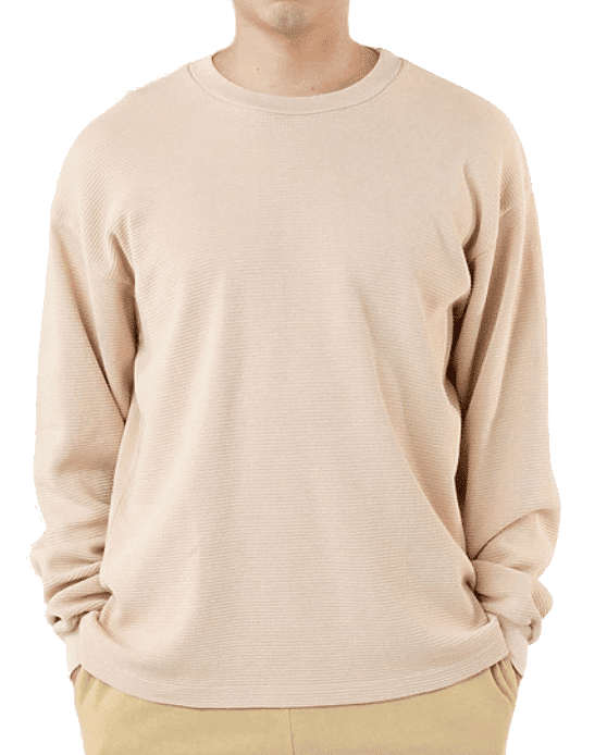 LA Apparel LS Heavy Thermal Crew Neck in Beige