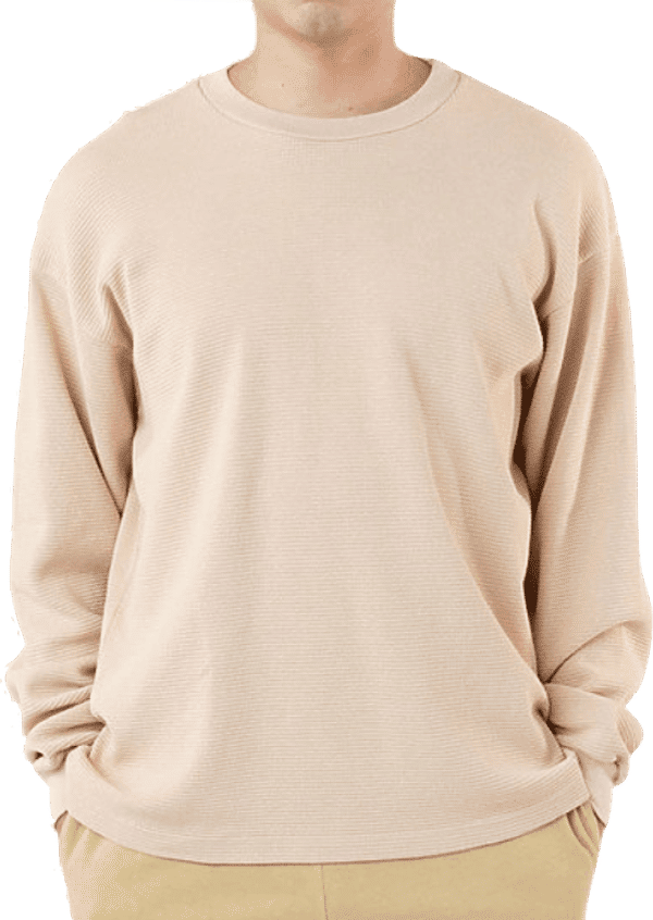 Am image of a Custom LA Apparel LS Heavy Thermal Crew Neck in Beige!