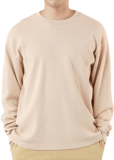 Am image of a Custom LA Apparel LS Heavy Thermal Crew Neck in Beige!