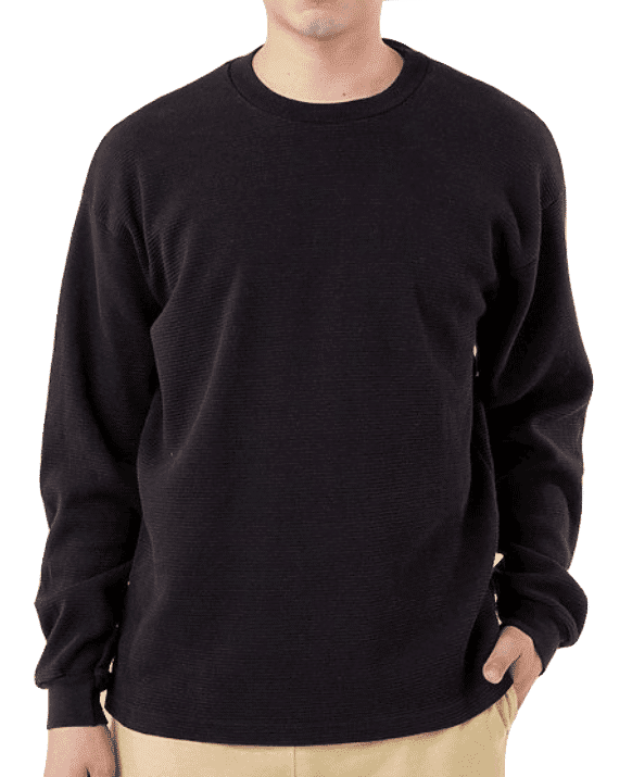 LA Apparel LS Heavy Thermal Crew Neck in Black