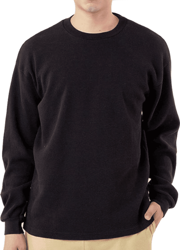 Am image of a Custom LA Apparel LS Heavy Thermal Crew Neck in Black!