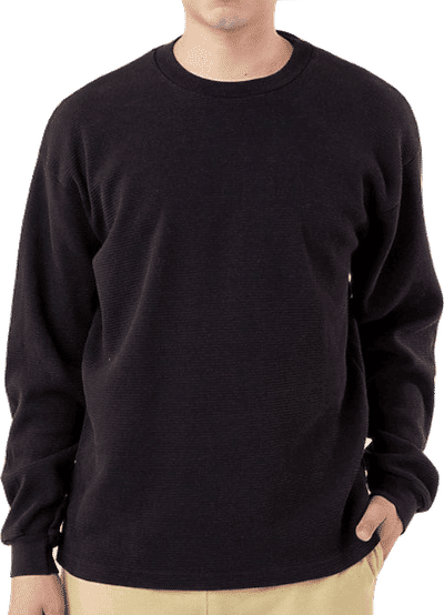 Am image of a Custom LA Apparel LS Heavy Thermal Crew Neck in Black!