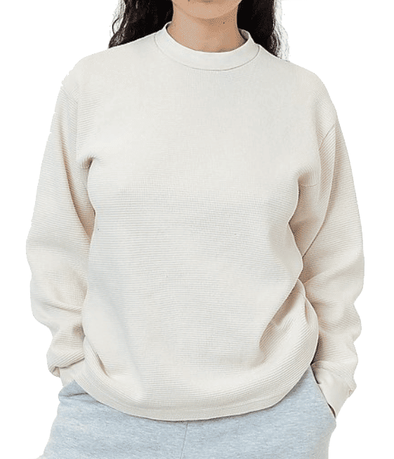 LA Apparel LS Heavy Thermal Crew Neck in Cream