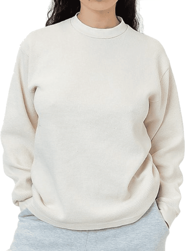 Am image of a Custom LA Apparel LS Heavy Thermal Crew Neck in Cream!