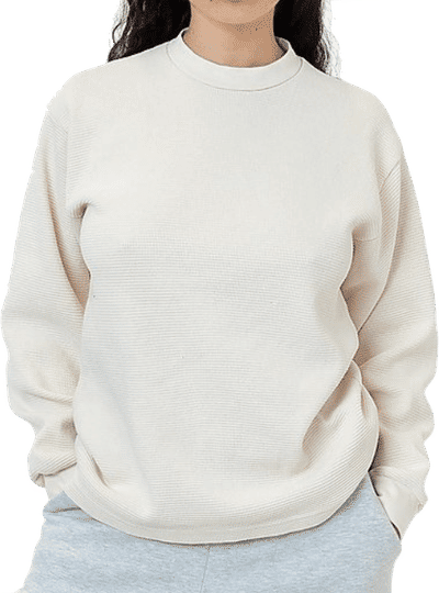 Am image of a Custom LA Apparel LS Heavy Thermal Crew Neck in Cream!