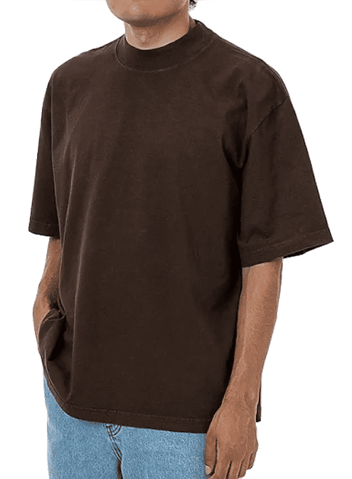 LA Apparel 18 singles SS Oversized Mock Tee in Chocolate