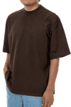 Am image of a Custom LA Apparel 18 singles SS Oversized Mock Tee in Chocolate!
